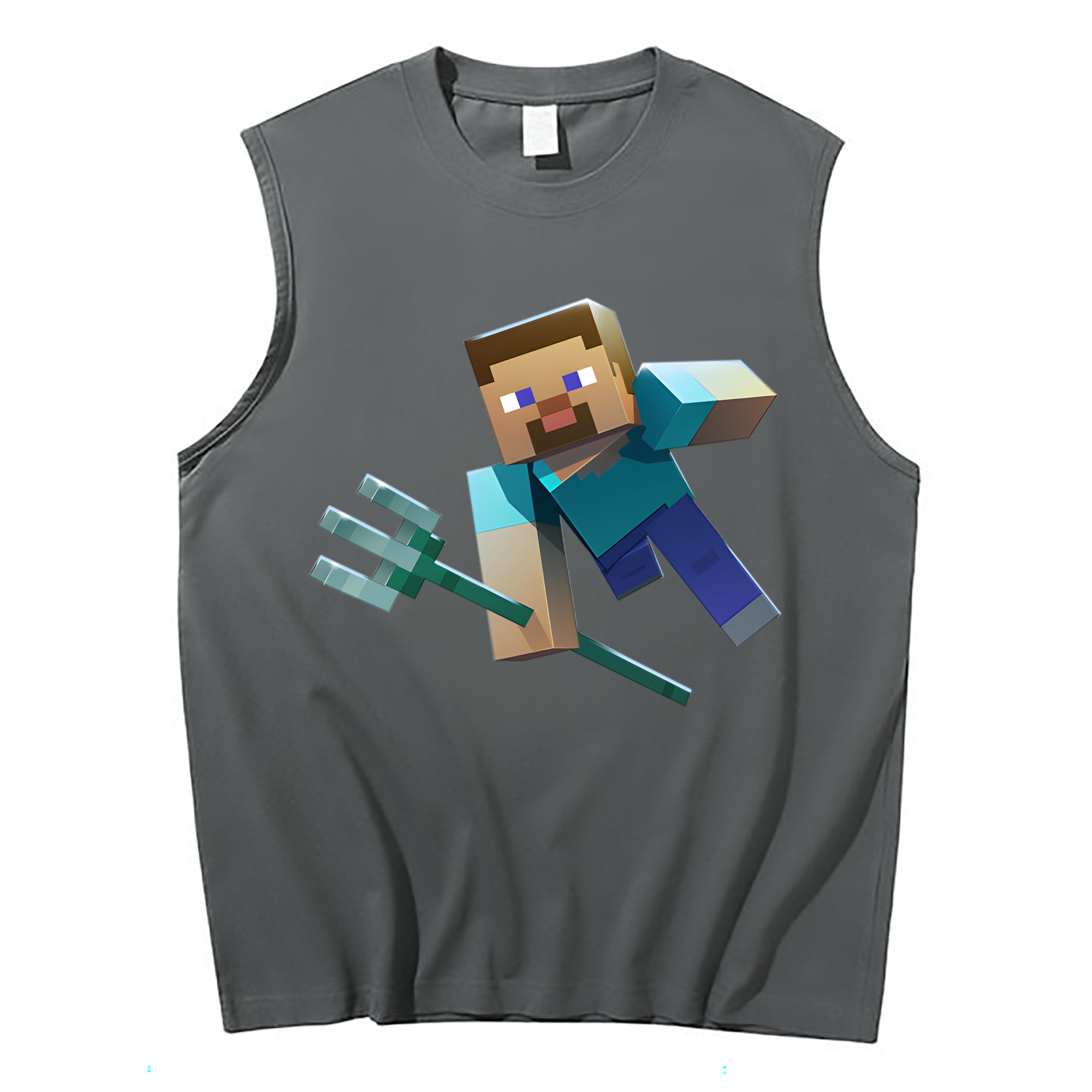 （画像用） マインクラフト ブロックの世界 Minecraft MC Block world コットン100％タンクトップ（フロントプリント）
